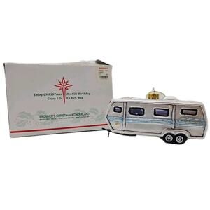 Bronner's Christmas Wonderland • Travel Trailer Glass Christmas Ornament [131]